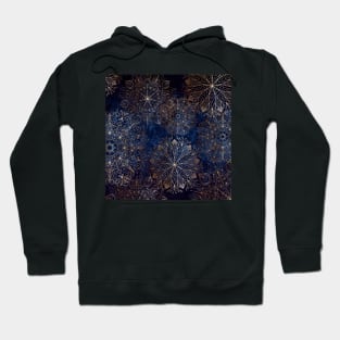 Gold and Blue Boho Floral Mandala Hoodie